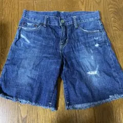 ハーフパンツ　デニム　ダメージ加工　平成ギャル