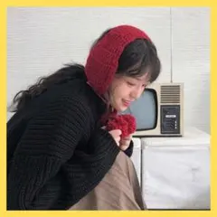 耳あて　イヤーマフラー　レディース　ニット　韓国　イヤーマフ　防寒　赤　ボア　冬