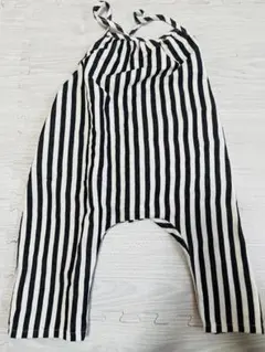 白黒ストライプ キャミソールオーバーオール 110