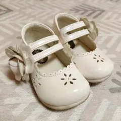 アイボリー フラワー装飾 フォーマルシューズ　14センチ