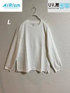 UNIQLO エアリズムコットンUVカットクルーネックT ホワイト L ②