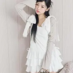 OLIVE des OLIVE 肩リボンミニキャミワンピとボレロセット