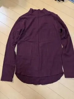 リブ編み バーガンディ タートルネック