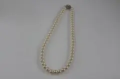 定形外送料込み:貝パールネックレス:ホワイト系:7㍉:約50㎝まで長さの変更可