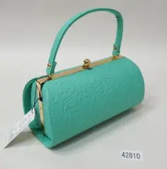 和装バッグ 単品 合皮 ミントグリーン 型押し 地模様入り NO42810-6