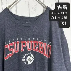 チームロゴ カレッジ CSU PUEBLO 古着 Tシャツ XL グレー