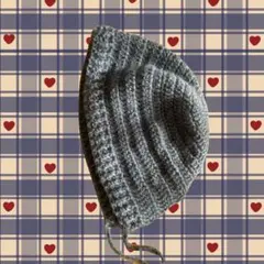 グレー ストライプ ボンネット