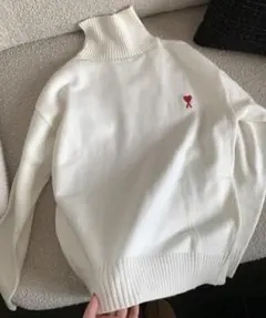 AMI PARIS アミパリス カーディガン ホワイト ハート刺繍 男女兼用 S