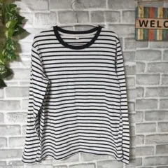 ロングtシャツ ボーダー カットソー 薄手 ストレッチ 大人可愛い ゆったり L