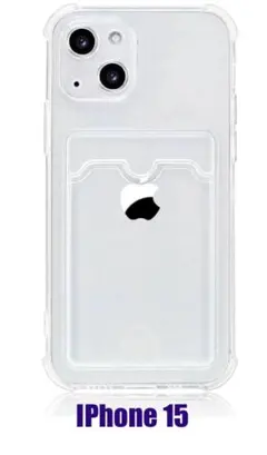 IPhone 15 クリアースマホケース カード収納付き