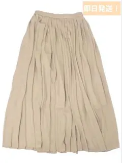 ユニクロ UNIQLO プリーツロングスカート ベージュ S USED 古着