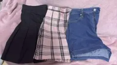 まとめ売り！ミニスカート3点セット（デニム・ピンク・黒）