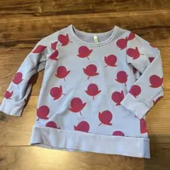 Wonder Department 水色 赤い花柄 トレーナー 100