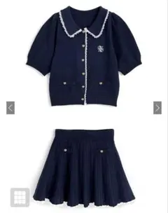 GRL レーストップス×プリーツミニスカートニットセットアップ[kz677]