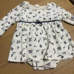 赤ちゃんデパート 80 花柄長袖ワンピース クリーム色のサムネイル