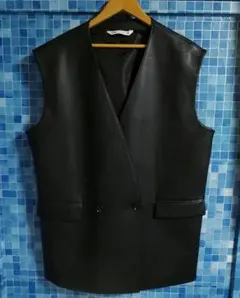 【未使用 Fakeleather 】ZARA リラックス ワイド レザー ベスト