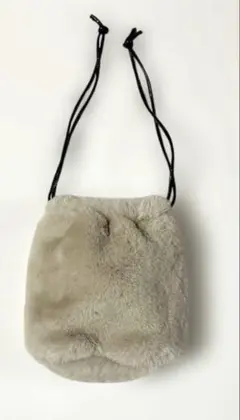 フリークスストア巾着型フェイクファーバッグ　シルバー