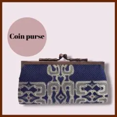 ❤新品未使用❤　レトロ　民族風　がま口　財布　刺繍　民族模様　ブルー