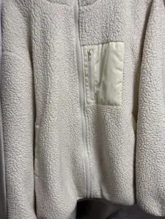 フリースジャケット ホワイト フード付き