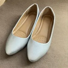 レディース シルバー パンプス フラットシューズ 靴40 サイズ24.5cm相当