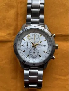 ☆海外逆輸入希少SEIKO クロノグラフ 100M クォーツ 腕時計 シルバー 