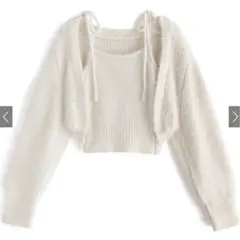 GRL ボレロXリボンキャミソールフェザーニットアンサンブル