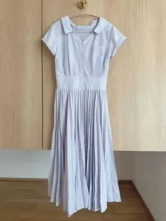 【マイストラーダ】　紫　プリーツ　シャツワンピース