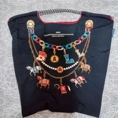 【新品】ボール＆チェーン♣馬チェーン柄　エコトートバッグMサイズ