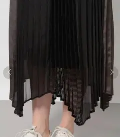 新品❗PAGEBOY◆イレヘム異素材プリーツロングスカートF黒オシャレ