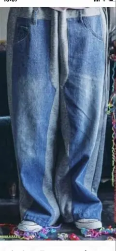 新品タグ付きモードノームコアパッチワークデニム