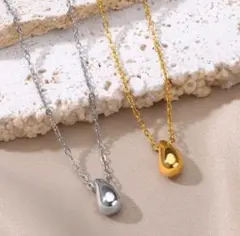 1mmチェーン 再入荷✨しずく サージカルステンレス ゴール 金アレ ネックレス