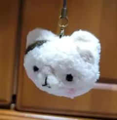 羊毛フェルト　ストップ、キーホルダー(ぶち猫)