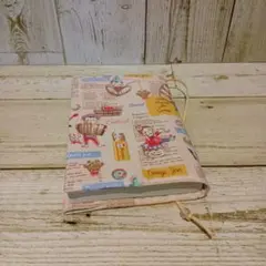 かわいいパン屋さん ピンクベージュ 文庫本サイズ ブックカバー ハンドメイド