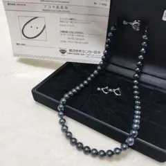 未使用級✨️アコヤ黒真珠　ネックレス×イヤリング　鑑別書　箱付　8mm超