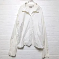 クラフトアンドバロー 長袖シャツ 無地 白 綿 XL ビッグサイズ オフィス