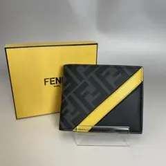 FENDI ダイアゴナル ズッカ柄 マネークリップ FFロゴ カードケース 黒