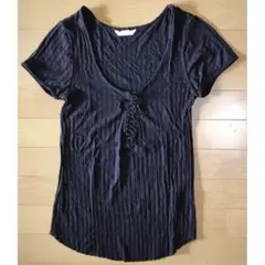 H&M 胸元編み上げ 半袖Tシャツ カットソー