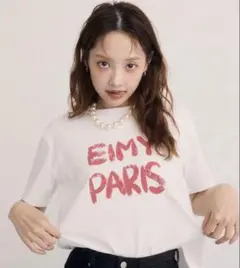 eimy istorie ペンキ風ロゴEIMY PARIS Tシャツ ホワイト