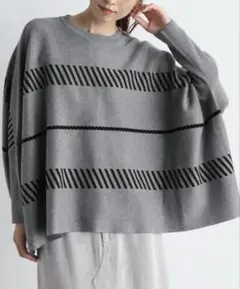 【新品タグ付】MEDOC original ジャガードドルマンニット グレー