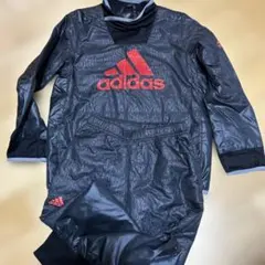 美品　adidas ピステ・ウィンドブレーカー上下 黒/赤 130