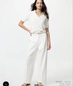 UNIQLOタックワイドパンツ WHITE M