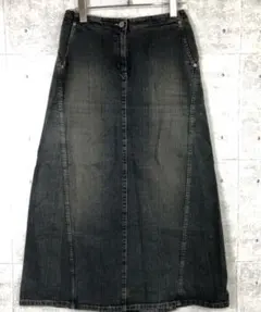 90's 00's BENETTON 古着 エイジング加工 デニムロングスカートのサムネイル