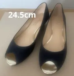 【新品】オープントゥ Beams ネイビー 24.5cmのサムネイル