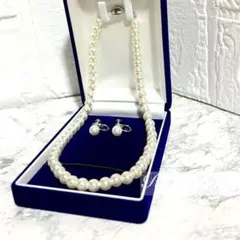 新品貝パール42cm玉8mmパールネックレス＆イヤリング冠婚葬祭d