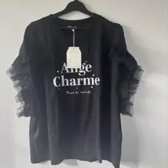 新品　しまむらAnge Charme 半袖 Tシャツ ブラック パール調　辻希美のサムネイル
