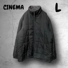 2091★【CINEMA】　L　キルティングジャケット　ジップ　黒　中フリース