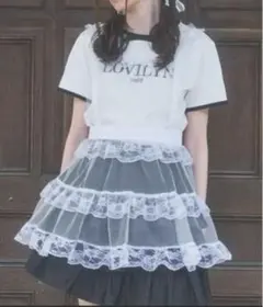 Lovilyn 推し活チュールエプロンワンピース ホワイト