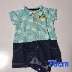 スマイリーフェイス柄 ロンパース カバーオール 70cm 男の子 夏 半袖