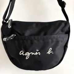 agnis b. ENFANT ブラック ショルダーバッグ ロゴポシェットのサムネイル
