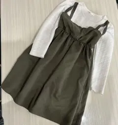 ikka 長袖　子供服　キッズ　140 ワンピース　ホワイト　スカート　カーキ
